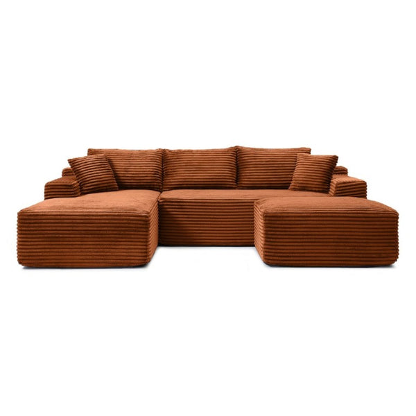 English Elm 105 Inch Oversized Corduroy Modular Sectional with Deep Cushions for Lounge Living W1117S00499