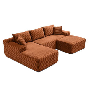 English Elm 105 Inch Oversized Corduroy Modular Sectional with Deep Cushions for Lounge Living W1117S00499
