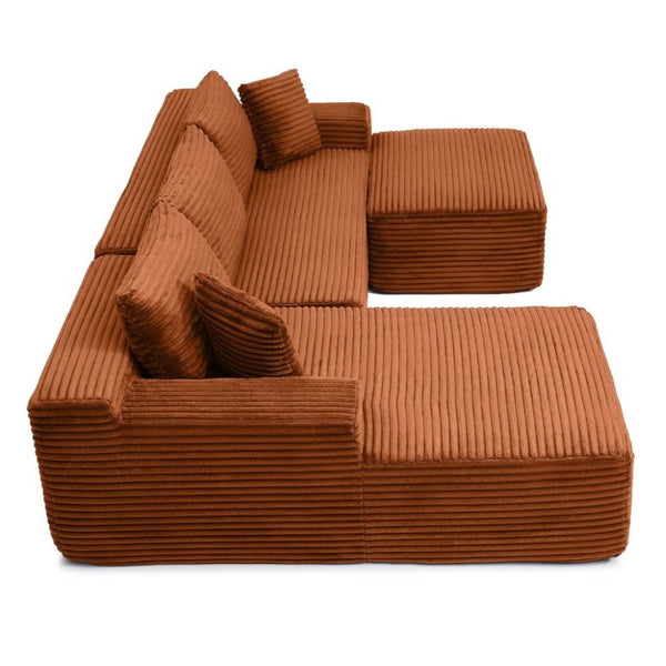 English Elm 105 Inch Oversized Corduroy Modular Sectional with Deep Cushions for Lounge Living W1117S00499