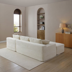 English Elm 105 Inch 3 Piece Modular Sectional in Corduroy with Deep Cushions for Cozy Living Rooms W1117S00500