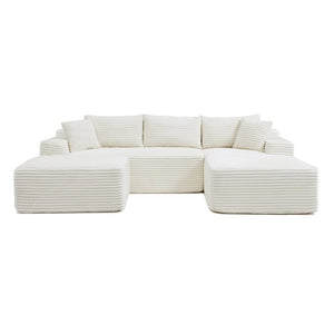 English Elm 105 Inch 3 Piece Modular Sectional in Corduroy with Deep Cushions for Cozy Living Rooms W1117S00500
