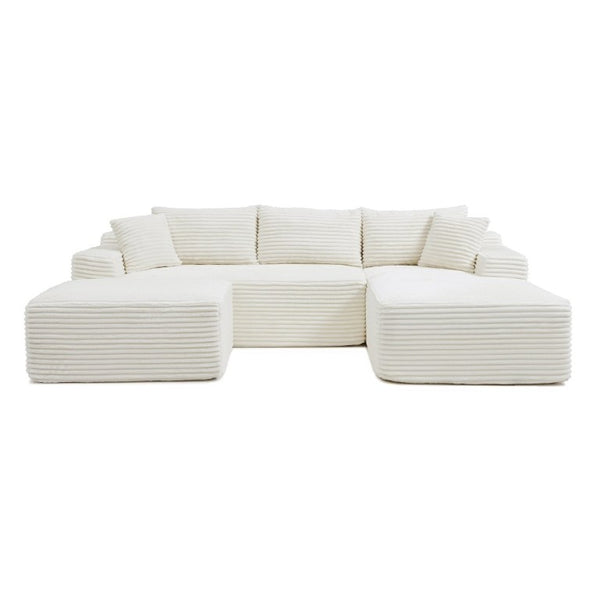 English Elm 105 Inch 3 Piece Modular Sectional in Corduroy with Deep Cushions for Cozy Living Rooms W1117S00500