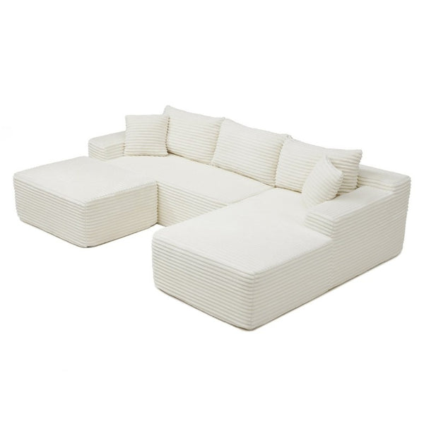 English Elm 105 Inch 3 Piece Modular Sectional in Corduroy with Deep Cushions for Cozy Living Rooms W1117S00500