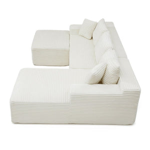 English Elm 105 Inch 3 Piece Modular Sectional in Corduroy with Deep Cushions for Cozy Living Rooms W1117S00500