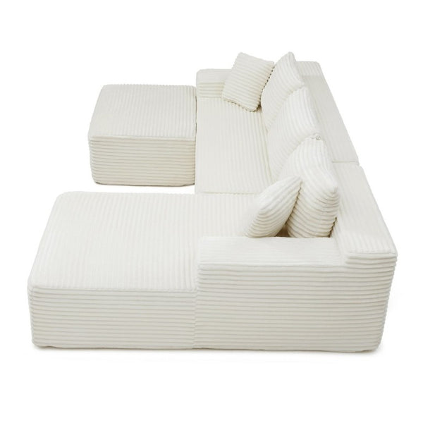 English Elm 105 Inch 3 Piece Modular Sectional in Corduroy with Deep Cushions for Cozy Living Rooms W1117S00500