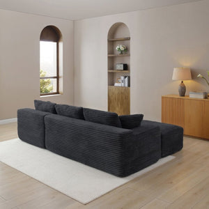 English Elm 105 Inch Modular Cloud Sectional Deep Seat Corduroy Sofa for Living Room Lounging W1117S00501