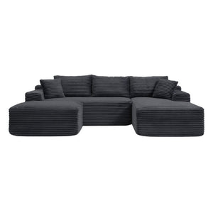 English Elm 105 Inch Modular Cloud Sectional Deep Seat Corduroy Sofa for Living Room Lounging W1117S00501