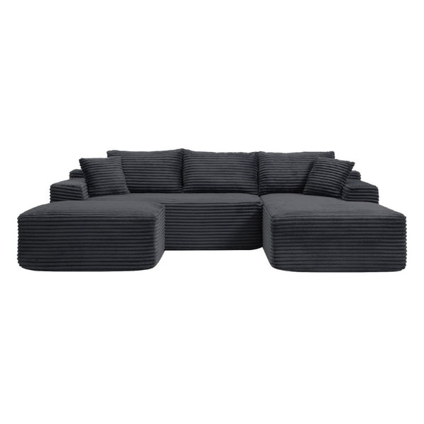 English Elm 105 Inch Modular Cloud Sectional Deep Seat Corduroy Sofa for Living Room Lounging W1117S00501