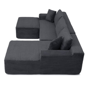 English Elm 105 Inch Modular Cloud Sectional Deep Seat Corduroy Sofa for Living Room Lounging W1117S00501