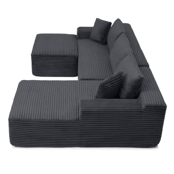 English Elm 105 Inch Modular Cloud Sectional Deep Seat Corduroy Sofa for Living Room Lounging W1117S00501
