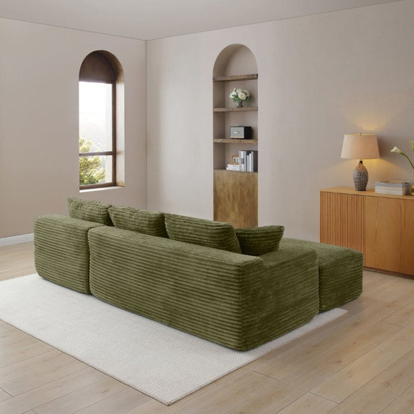 English Elm 105 Inch Modular Cloud Sectional Sofa Deep Seat Corduroy Upholstered Living Room Couch W1117S00502