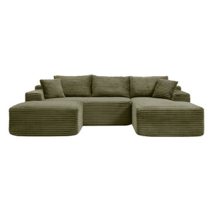 English Elm 105 Inch Modular Cloud Sectional Sofa Deep Seat Corduroy Upholstered Living Room Couch W1117S00502