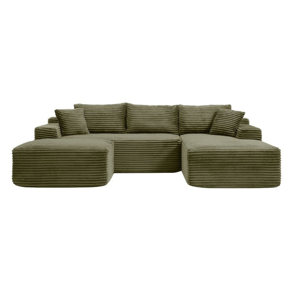 English Elm 105 Inch Modular Cloud Sectional Sofa Deep Seat Corduroy Upholstered Living Room Couch W1117S00502