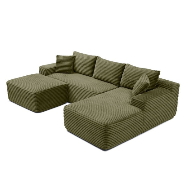 English Elm 105 Inch Modular Cloud Sectional Sofa Deep Seat Corduroy Upholstered Living Room Couch W1117S00502