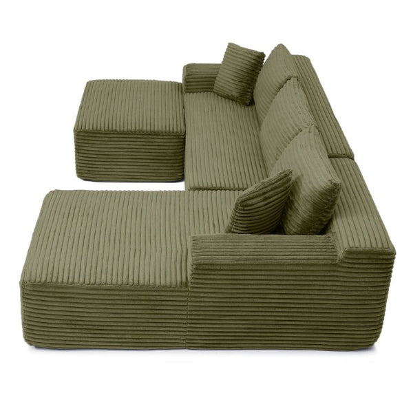 English Elm 105 Inch Modular Cloud Sectional Sofa Deep Seat Corduroy Upholstered Living Room Couch W1117S00502