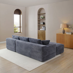 English Elm 105 Inch Plush Corduroy L Shaped Sectional Sofa with Cloud Cushions for Cozy Lounging W1117S00503