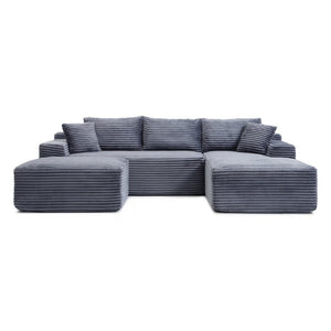 English Elm 105 Inch Plush Corduroy L Shaped Sectional Sofa with Cloud Cushions for Cozy Lounging W1117S00503