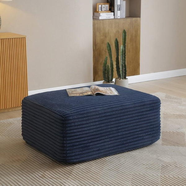 English Elm 105 Inch Three Piece Corduroy Sectional with Deep Cushions for Relaxed Living Spaces Blue - B W1117S00504