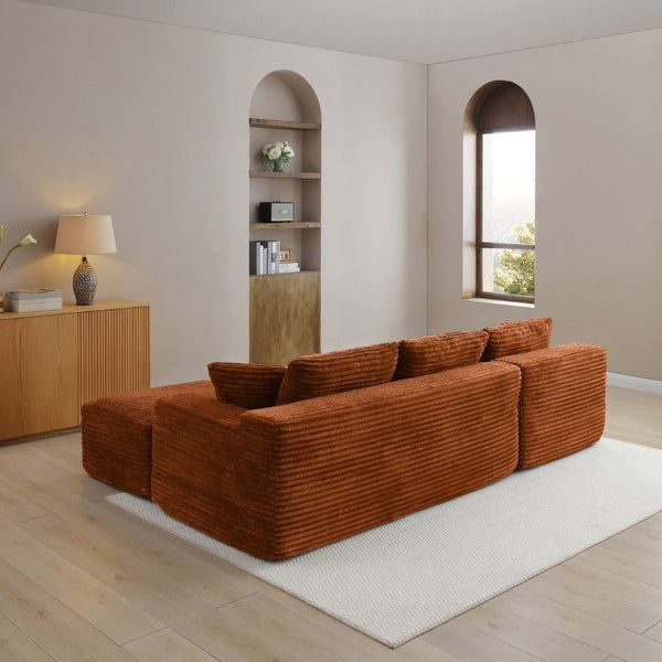 English Elm 105 Inch Modular L Shaped Sectional with Deep Cushions and Corduroy Upholstery Sofa W1117S00505