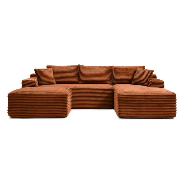 English Elm 105 Inch Modular L Shaped Sectional with Deep Cushions and Corduroy Upholstery Sofa W1117S00505