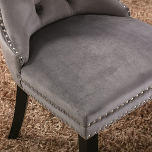 English Elm High-end Velvet Tufted Dining Chair Solid Wood Frame Nailhead Trim Mid-century W1143P452842