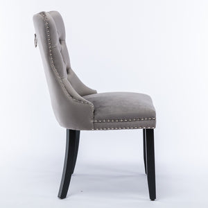 English Elm High-end Velvet Tufted Dining Chair Solid Wood Frame Nailhead Trim Mid-century W1143P452842