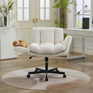 English Elm Modern Chenille Swivel Task Chair with Cushioned Seat and Adjustable Arms for Home Office W1143P453735