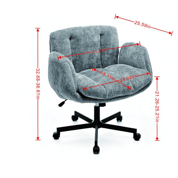 English Elm Modern Chenille Swivel Task Chair with Cushioned Seat and Adjustable Arms for Home Office W1143P453735