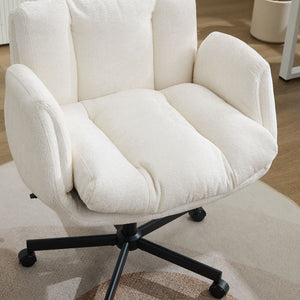 English Elm Modern Chenille Swivel Task Chair with Cushioned Seat and Adjustable Arms for Home Office W1143P453735
