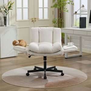 English Elm Modern Chenille Swivel Task Chair with Cushioned Seat and Adjustable Arms for Home Office W1143P453735