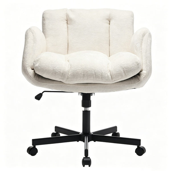 English Elm Modern Chenille Swivel Task Chair with Cushioned Seat and Adjustable Arms for Home Office W1143P453735