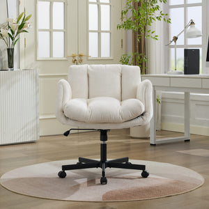 English Elm Modern Chenille Swivel Task Chair with Cushioned Seat and Adjustable Arms for Home Office W1143P453735