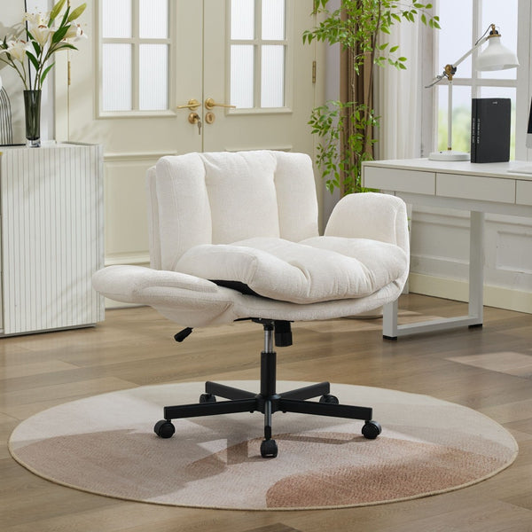 English Elm Modern Chenille Swivel Task Chair with Cushioned Seat and Adjustable Arms for Home Office W1143P453735
