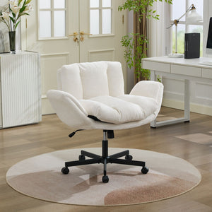 English Elm Modern Chenille Swivel Task Chair with Cushioned Seat and Adjustable Arms for Home Office W1143P453735