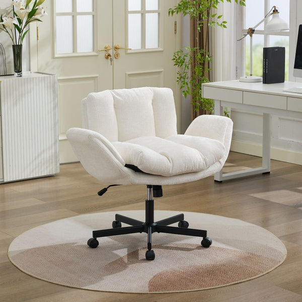 English Elm Modern Chenille Swivel Task Chair with Cushioned Seat and Adjustable Arms for Home Office W1143P453735