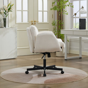 English Elm Modern Chenille Swivel Task Chair with Cushioned Seat and Adjustable Arms for Home Office W1143P453735
