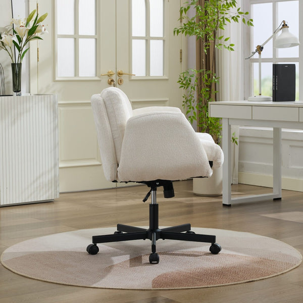 English Elm Modern Chenille Swivel Task Chair with Cushioned Seat and Adjustable Arms for Home Office W1143P453735