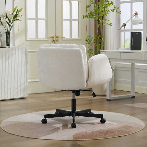 English Elm Modern Chenille Swivel Task Chair with Cushioned Seat and Adjustable Arms for Home Office W1143P453735