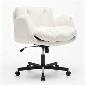 English Elm Modern Chenille Swivel Task Chair with Cushioned Seat and Adjustable Arms for Home Office W1143P453735