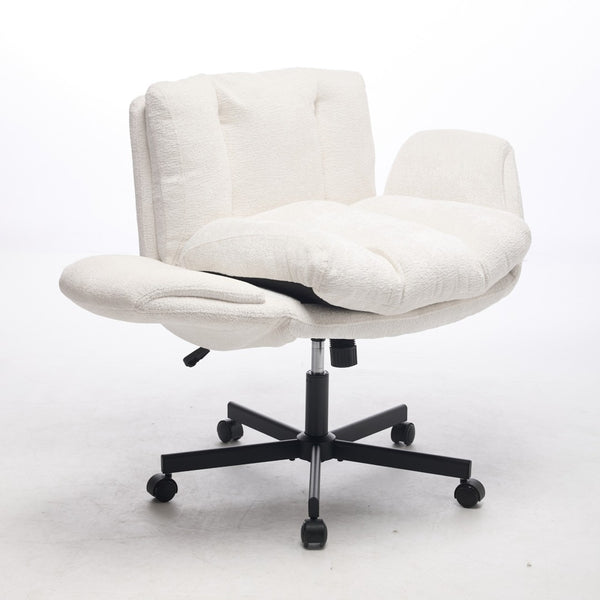 English Elm Modern Chenille Swivel Task Chair with Cushioned Seat and Adjustable Arms for Home Office W1143P453735