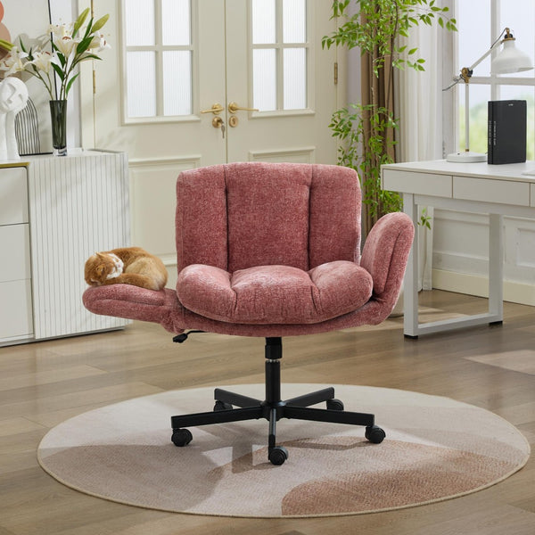 English Elm Modern Chenille Swivel Task Chair with Cushioned Seat for Vanity and Home Office W1143P453736