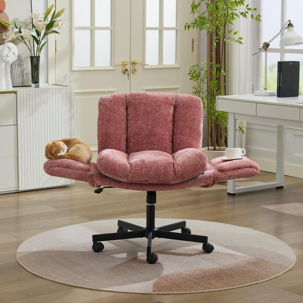 English Elm Modern Chenille Swivel Task Chair with Cushioned Seat for Vanity and Home Office W1143P453736