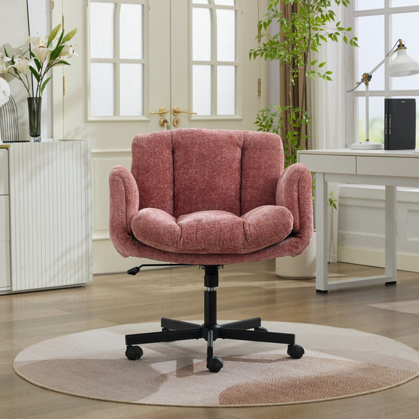 English Elm Modern Chenille Swivel Task Chair with Cushioned Seat for Vanity and Home Office W1143P453736