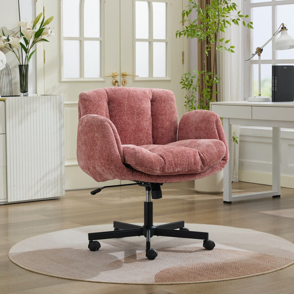 English Elm Modern Chenille Swivel Task Chair with Cushioned Seat for Vanity and Home Office W1143P453736