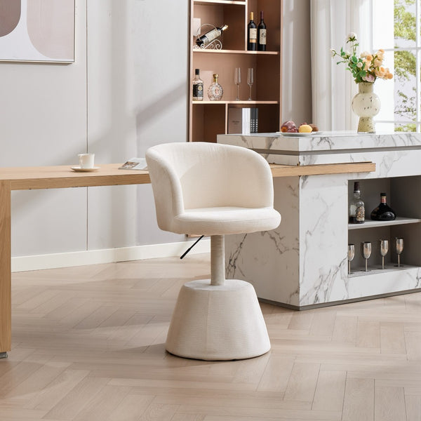 English Elm Adjustable Swivel Barstool Plush Chenille Bucket Seat for Kitchen Island or Vanity W1143P460575