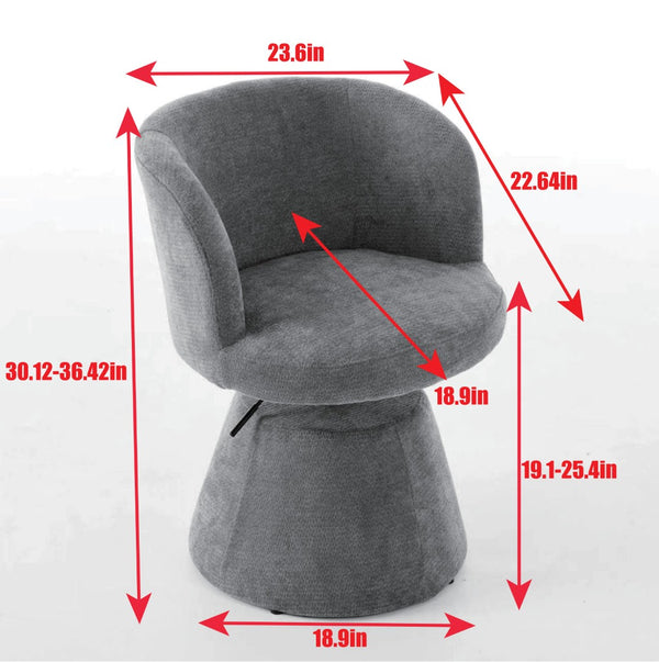 English Elm Adjustable Swivel Barstool Plush Chenille Bucket Seat for Kitchen Island or Vanity W1143P460575