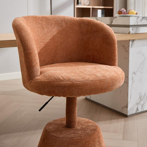 English Elm Adjustable Swivel Barstool Plush Chenille Bucket Seat Gas Lift for Kitchen or Vanity W1143P460576