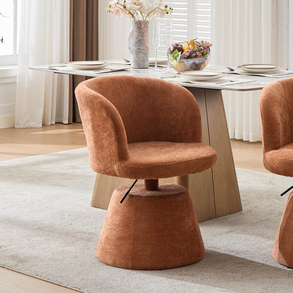 English Elm Adjustable Swivel Barstool Plush Chenille Bucket Seat Gas Lift for Kitchen or Vanity W1143P460576