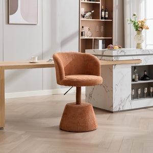 English Elm Adjustable Swivel Barstool Plush Chenille Bucket Seat Gas Lift for Kitchen or Vanity W1143P460576