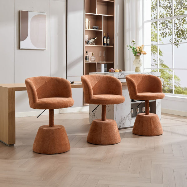 English Elm Adjustable Swivel Barstool Plush Chenille Bucket Seat Gas Lift for Kitchen or Vanity W1143P460576